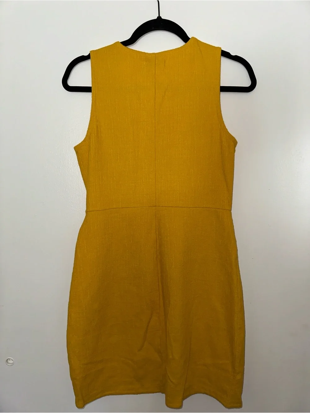 Sleeveless Yellow Wrap Dress with Side Tie - Picture 5 of 5